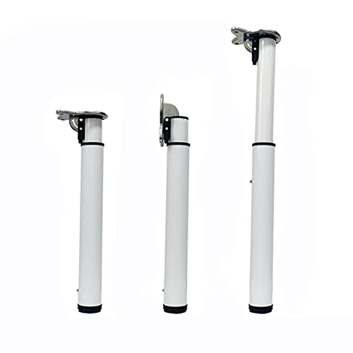 Patas telescópicas ajustables de acero grueso para muebles de 50 a 130 cm de altura, 1 pata de metal para autocaravana, camper, mesa plegable, color blanco, 80 cm