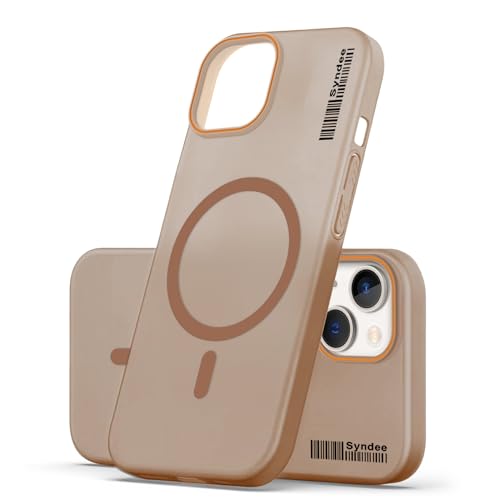 DL3 Mobilak Case Back Cover for iPhone 13 / iPhone 14, Sleek Frosted Translucent Back Only Compatible with Wireless Magnetic Accessories | Anti-Scratch Shockproof Phone Case (Brown)