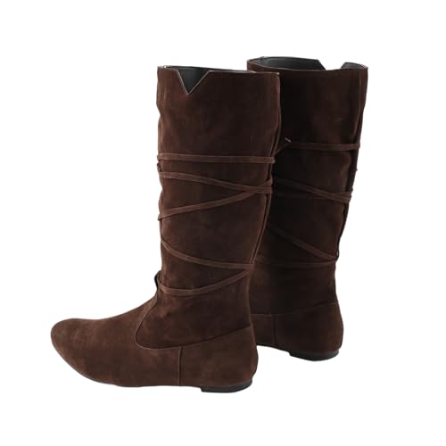 Medieval Cosplay Retro Low-Heeled Round-Toe Lace-Up High-Top Men's And Women's Long Boots4