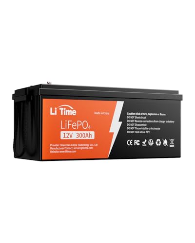 LiTime 12V 300Ah Lithium LiFePO4 Battery, Built-in 200A BMS, Max 2560W Power Output, Easy...