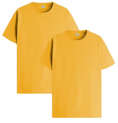Image of ADRO Men's Cotton Regular Fit Combo Plain Solid T-Shirt Pack of 2