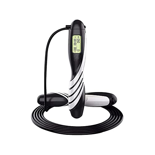 XIANGFATS Skakanka Fitness Cyfrowy czas ustawienie skakanka z kontuarami Regulowany pomijanie liny Regulowany sprzęt sportowy (Color : Black)