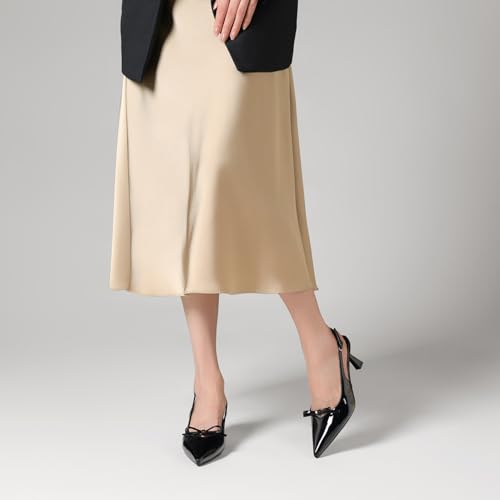 Slingback Heels for Women Bow Kitten Heels Stilettos Pumps Pointed Toe Black4