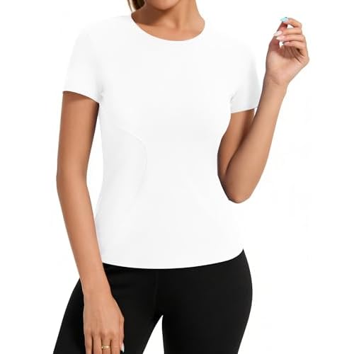 Rapbin Workout Tops for Women 1/2 Pack Fitted Short Sleeve Gym Yoga Athletic Shirts 2026 Quick Dry Crewneck Tees