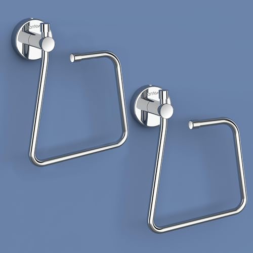 Image of Plantex Towel Ring for Bathroom /Stainless Steel Napkin Hanger for Wash Basin /Bathroom Accessories - Pack of 2 (Chrome)