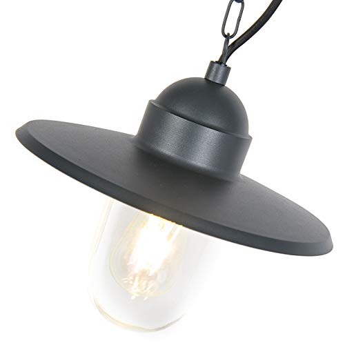 Qazqa kansas - Suspension - 1 lumière - H 900 mm - Gris foncé - Rustique - éclairage extérieur