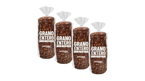 4 pack - Pan Grano Entero | KETTERER | Pan especial elaborado con harina integral de centeno con copos de avena y semillas. Fuente de Fibra, Sin azúcar añadido 500g x 4