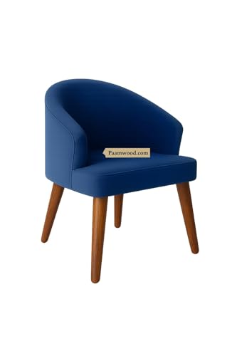 Image of Upholstery Barrel Arm Chair with Soft Serenity Suede Fabric for Dining Room, Living Room, Bedroom, Cafe, or Restaurant with Comfortable & Stylish | Blue Set of 4