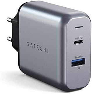 Satechi 30W Podwójna ładowarka Port Adapter z portem USB-C PD i USB 3.0 - Kompatybilny z 2019 iPad, 2018 iPad Pro, 2018 MacBook Air, iPhone 11 Plus Max/11 Plus/11 (EU)