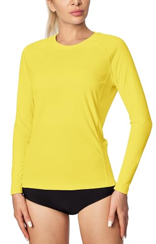 Image of IUGA Rash Guard for Women UPF 50+ SPF UV Protection Long Sleeve Workout Tops with Pockets Dry Fit Hiking Swim Shirt