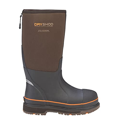 Image of Dryshod Mens Wixit Cool-Clad Waterproof Steel Toe Work Safety Boots | 100% Waterproof Top to Bottom, Slip Resistant, Black and Yellow for Safety