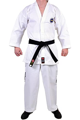 MAR | Taekwondo ITF White Uniform Suit Sparring Gear Unisex Kids & Adult Martial Arts ITF Taekwondo Gi Student Suit Taekwondo Gear Polycotton Medium Weight 8oz Fabric + FREE BELT