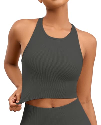Image of Yoga Sports Seamless Bras for Women Longline Tank Top with Built-in Gym Workout Racerback Bra Tops