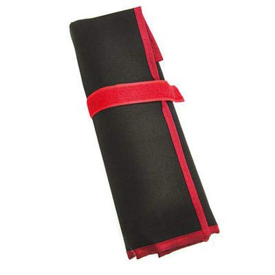 RS PRO 14 Piece Combination Wrench Set rolled in its red-trimmed black storage pouch.