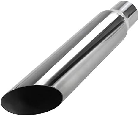 Stainless Steel Angle Cut Exhaust Tip - 2.25" Inlet, 3.5" Outlet, 12" Long, Polished Finish