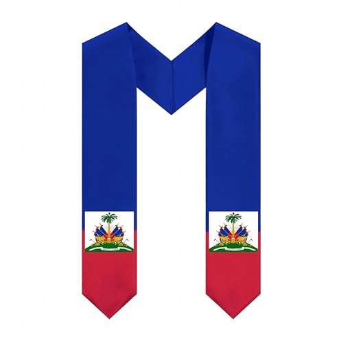 Iznrwdx Haitian Graduation Stole Class of 2026 Premium Satin Haiti National Flag Pride Sash for College Graduates Honor Gift V Shape Stole -Classic