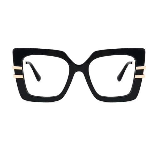 Image of Zeelool Oversized Square Eyeglasses for Women with Non-prescription Clear Lens ZJGX444789-02 Black