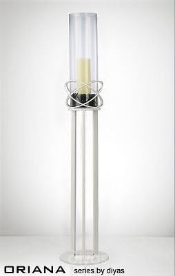 Diyas Home Oriana Floor Standing Candle Holder - White/Clear Glass Container