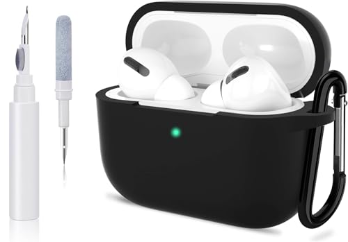 Image of EDNITA Airpods Pro 2 Case with Cleaning Pen Compatible with Airpod 2 Pro & Airpods Pro, Earphone Case Cover Keychain | Shock Ressitant Full Protection LED Visible (Black)