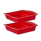 saphe 8 inch Silicone Square Cake Pan Nonstick Silicone Cake Molds, Brownie baking molds for Brownie, Cake, Bread, Pie and Lasagna 2 packs