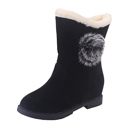 Chaussures de neige pour femmes et bottes thermiques à talon noir pour l'hiver
