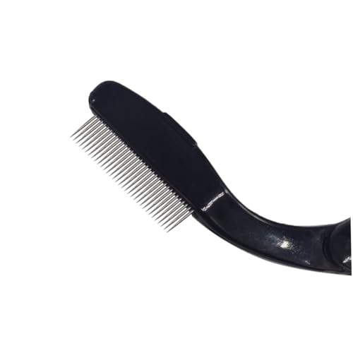 FOMIYES Metal Tooth Eyelash Combs 4pcs Curved Eyebrow Comb Plastic Handle Folding Eyelash Curlers for Men