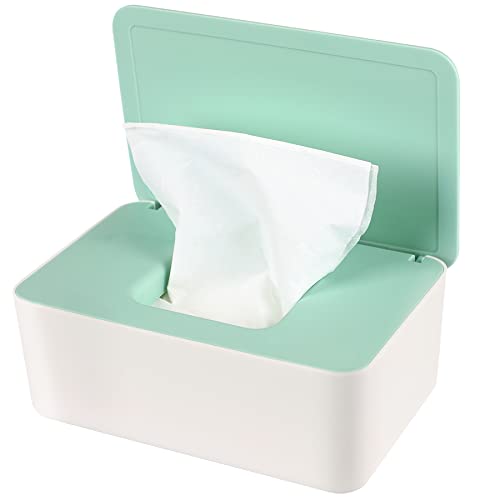 Image of NOVWANG Wipes Dispenser, Baby Wipe Holder, Keeps Wipes Fresh, Refillable Wipe Container Baby Wipes Case for Bathroom Wipes Pouch Case, Green