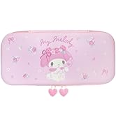 Allone #Unipo Sanrio Characters My Melody EVA Color Pouch for Games, 4.9 x 1.6 x 10.4 inches (12.5 x 4 x 26.5 cm), Pink Floral Pattern, Compatible with Both Switch/Switch OLED