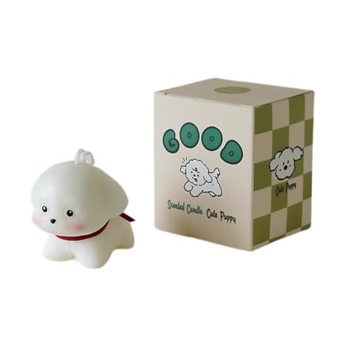 Bonita vela perfumada con forma de perro, figura de cera de aromaterapia para decoración del hogar, amantes de larga duración, para regalo de fragancia de mascotas