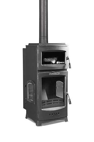 Lodi Lux Gourmet - Estufa de pellets con horno | Cristal triple SCHOTT Robax | 12 kW | Tolva de pellets de 15 kg | Certificado CE y EcoDesign 2022 | Capacidad de calefacción de 90 m²