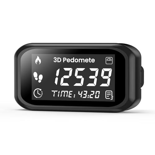 3D Pedometer for Walking,Accurate Step Counter & Calorie Tracker - Clip-On Wearable Pedometer with LCD Display for Daily Activity Data Recording,Rechargeable Portable Fitness Tracker Device