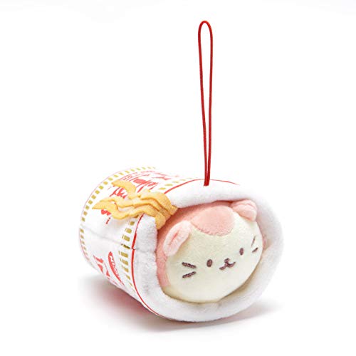 Anirollz Stuffed Animal Plush Keychain - Official Nissin Cup Noodle Ornament Charm Toy Doll | Soft, Squishy, Warm, Cute, Comfort, Safe | Birthday Gift Pillow with Kitty 3