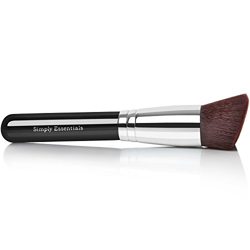 BEST KABUKI BRUSH Angled Top - For Perfect Natural Look - Use For Liquid, Cream Mineral, & Bare Powder Foundation & Face Cosmetics, Super Soft Dense Synthetic Bristles, Case Included