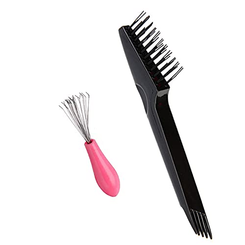 2 Packs Hair Brush Cleaning Tool,Comb Cleaner Brush,Comb Cleaning for Removing Hair Dust Home and Salon Use,Pink and Black