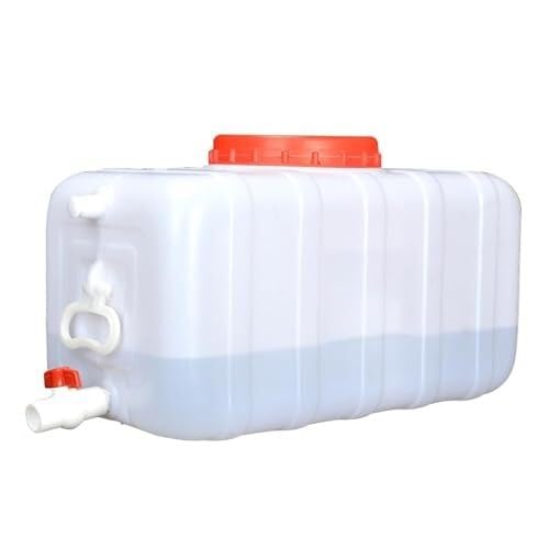Water Storage Food Grade Plastic Water Tank with Cover & Valve for Storage for Drinking Camping Hiking Picnics Barbecues