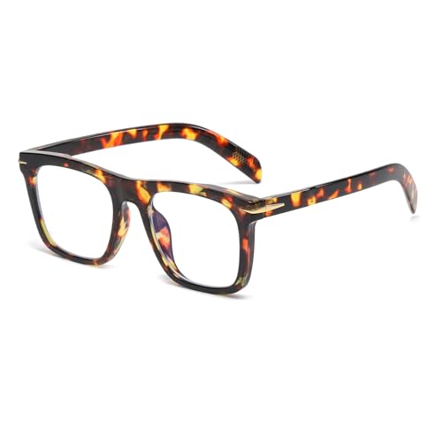 Image of LJCZKA Blue Light Blocking Glasses for Men Women Trendy Square Frame Oversized Anti Eyestrain Computer Clear Eyeglasses