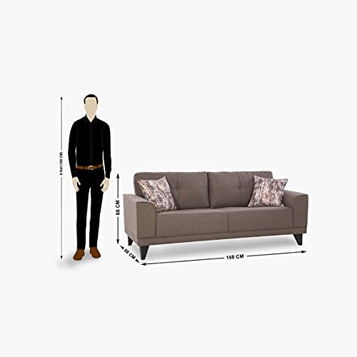 Image of Home Centre | Rother | Fabric|Solid Wood | 3 Seater Sofas | Brown | 1 Year Warranty