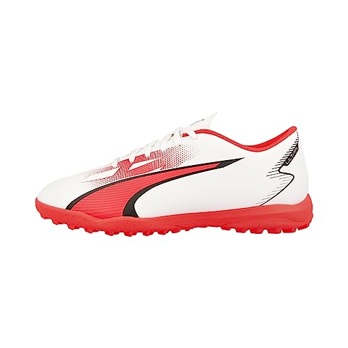 PUMA Men's ULTRA PLAY TURF TRAINING Soccer Shoe, PUMA White-PUMA Black-Fire Orchid, 102