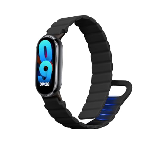 kwmobile Correa de Repuesto compatible con Xiaomi Mi Band 8 / Mi Band 9 Correa - Pulsera Magnética Extrafuerte de Silicona para Smartwatch - negro