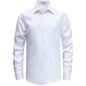 Camisas de vestir elásticas sin arrugas para niños, camisa de manga larga, camisas formales de uniforme escolar