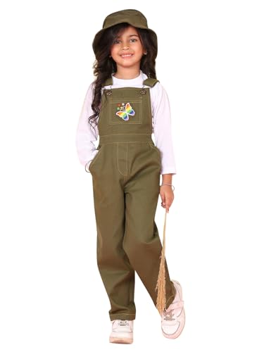 Image of superminis Girls Twill Dungaree with Full Sleeve T-Shirt Set Casual For Kids