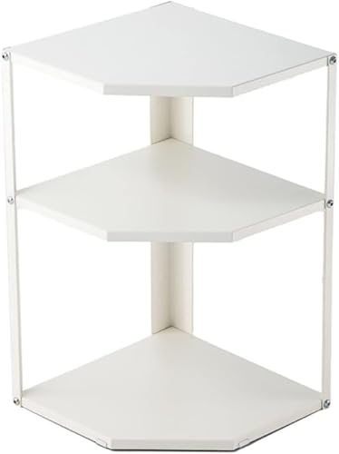 Arfobug キッチン扇形ポットラック、コーナースパイス収納ラック、シンク下三角形多層収納ラック、パンチフリー、お手入れ簡単、組み立て簡単、多機能収納ラック、小物ラック、鍋蓋ラック (3層の白)