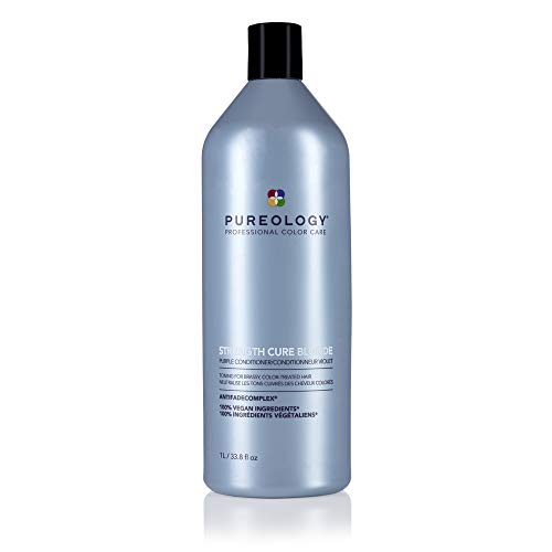 Pureology Strength Cure Blonde Purple Conditioner | For Blonde & Lightened Color-Treated Hair | Strengthens Hair & Fights Brass | Sulfate-Free | Vegan | Updated Packaging | 33.8 Fl. Oz. |