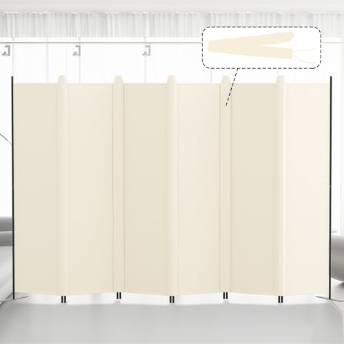 Kokorona パーテーション 間仕切り 6連 カバーストリップ付き 高さ183cm 幅305cm 衝立パーテーション スクリーン 折りたたみ 布タイプ 屏風 目隠し 区切り 衝立 軽量 オフィス 事務所 ベージュ