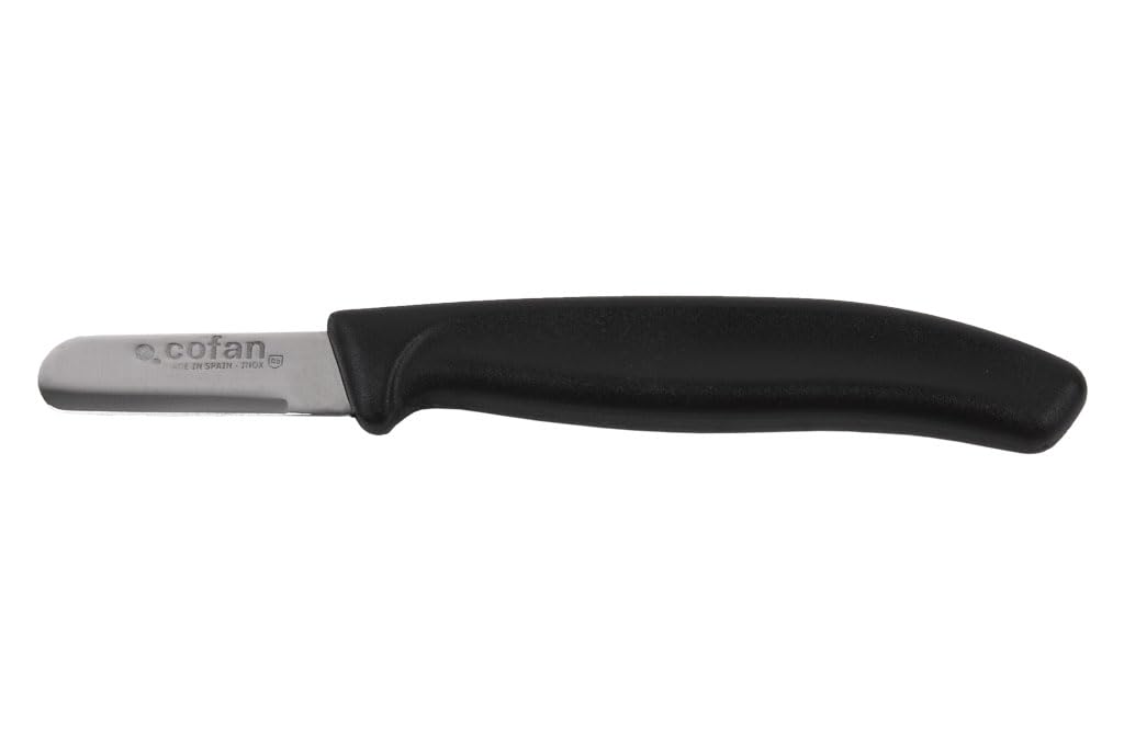 Cofan Cuchillo de Recolección | Pack de 12 Unidades | Punta redonda | Medida de la hoja 4,5 cm | Mango de Color negro