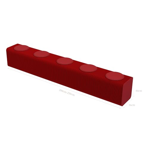 Image of Rectangle Ottoman - Folding Bench Rest for Bedroom & Entryway, Collapsible Stool with Pad, Portable Stool & Square Ottoman for Living Room Home Decor, Aesthetic Kraft Paper Footrest (Red)