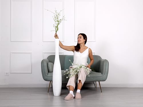 Image of Leewadee Decorative Tall Floor Vase for Living Room Decor, 41 inches, White, Resin
