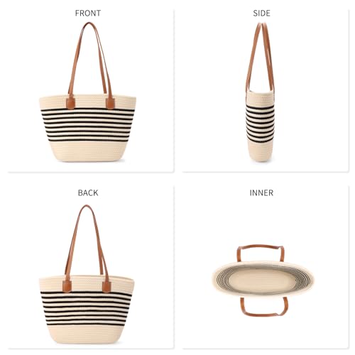 Bolso Tote de paja para mujer, grande y ligero miniatura 6
