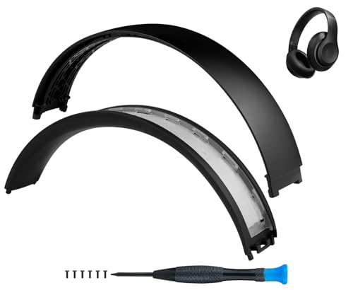 SOPROM Top & Bottom Headband Rubber Replacement Cover for Beats Studio Pro Noise Cancelling Headphones Plastic Headstrap Pad Repair Parts-Black