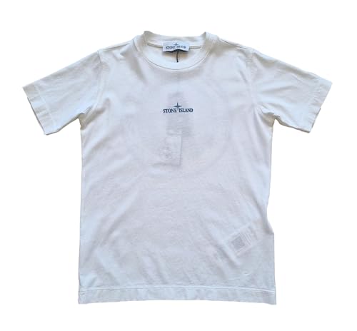 Stone Island Junior Maglia t-Shirt Bambino in Cotone 78161053 V0001 Bianco Blu (IT, etĂ , 6 Anni, Regular, Bianco)